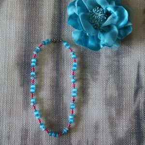 Blue and Pink Stone Necklace